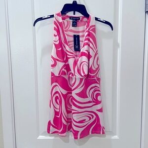 NEW…INC. International Concepts Fresh Resort Pink and White Swirl Sleeveless Top